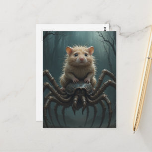 Cartão Postal Hamster montado em uma aranha