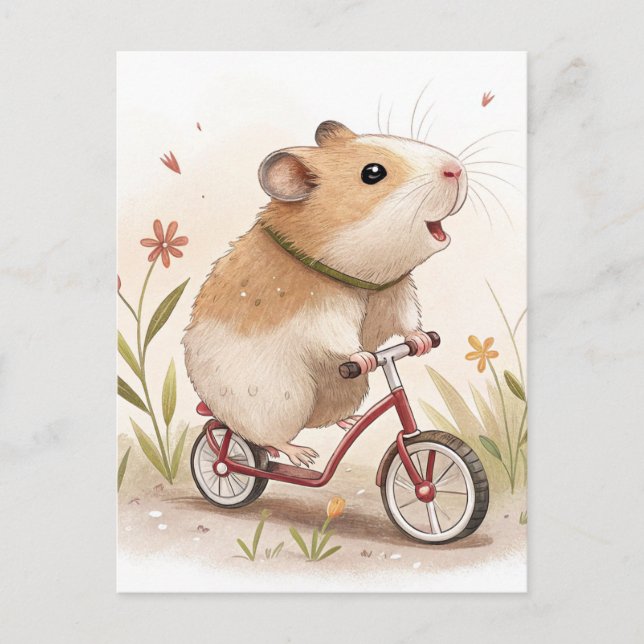 Cartão Postal Hamster Na Bike (Frente)