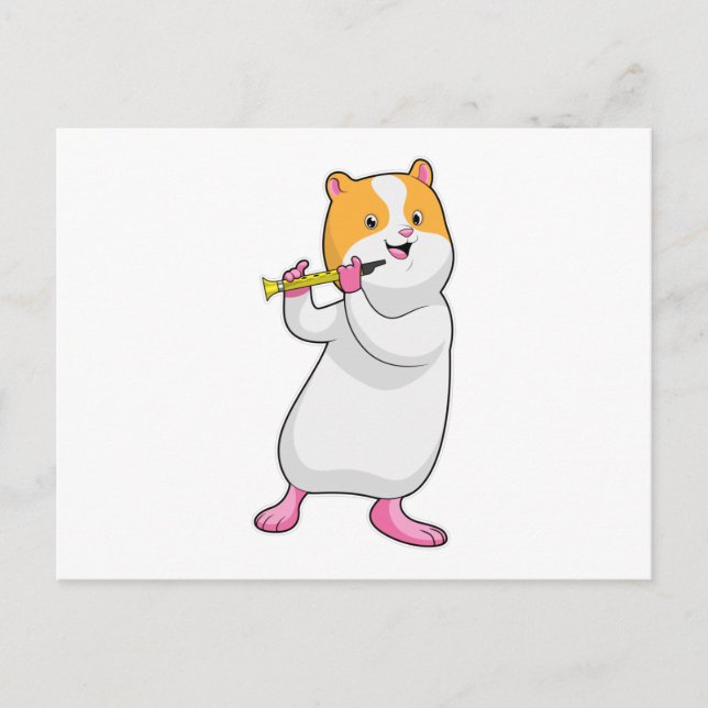 Cartão Postal Hamster na Música com Flauta (Frente)