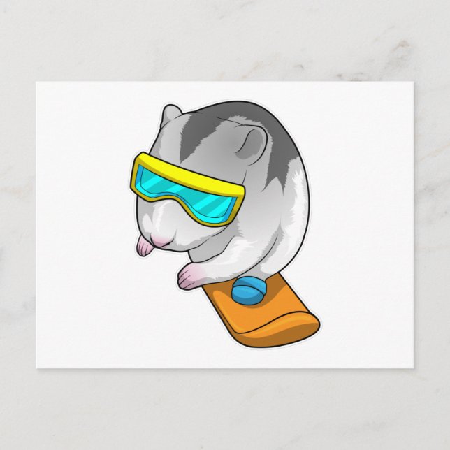 Cartão Postal Hamster Snowboarder Snowboard (Frente)