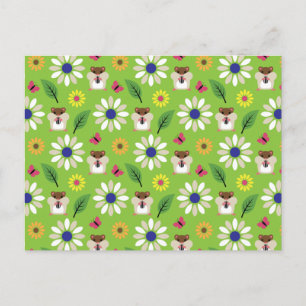 Cartão Postal Hamster & Sunflower Seamless Patterno
