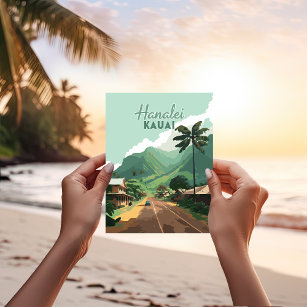Cartão Postal Hanalei Kauai Hawaii Bay monta verde