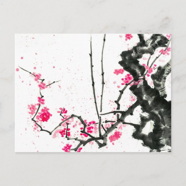 Cartão Postal Hanami | Flores Sakura florescente (Frente)