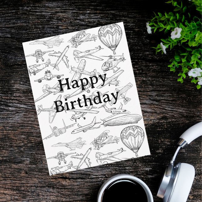 Cartão Postal Hand drawn Airplanes Aviation Pilot Aviator Fun (Criador carregado)