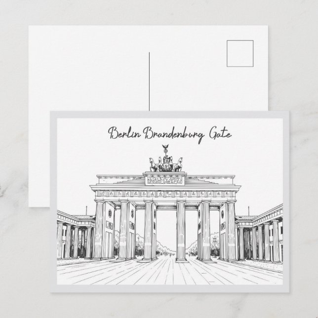 Cartão Postal Hand drawn Berlin Brandenburg Gate Germany (Frente/Verso)