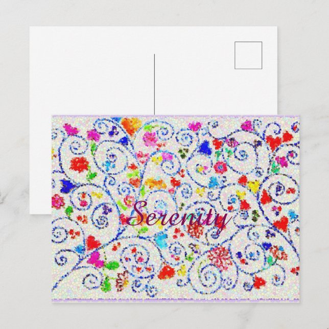 Cartão Postal Hand Drawn Colorful Floral Swirl Pattern (Frente/Verso)