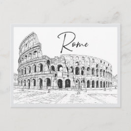 Cartão Postal Hand drawn Colosseum Rome Italy Landmark