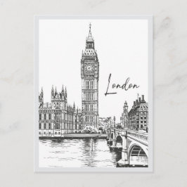 Cartão Postal Hand drawn London Street Scene Landmark