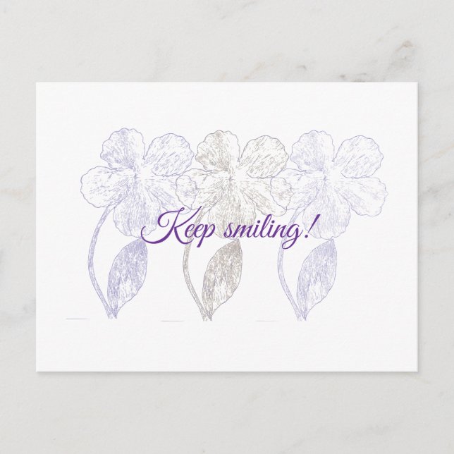 Cartão Postal Hand-Drawn Minimalist Flowers Postcard (Frente)