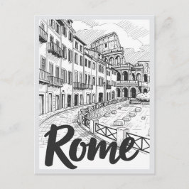 Cartão Postal Hand drawn Rome Italy Scene Landmark