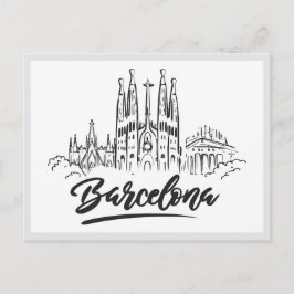 Cartão Postal Hand drawn Sagrada Familia Barcelona Spain