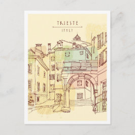 Cartão Postal Hand drawn Trieste Italy Landmark