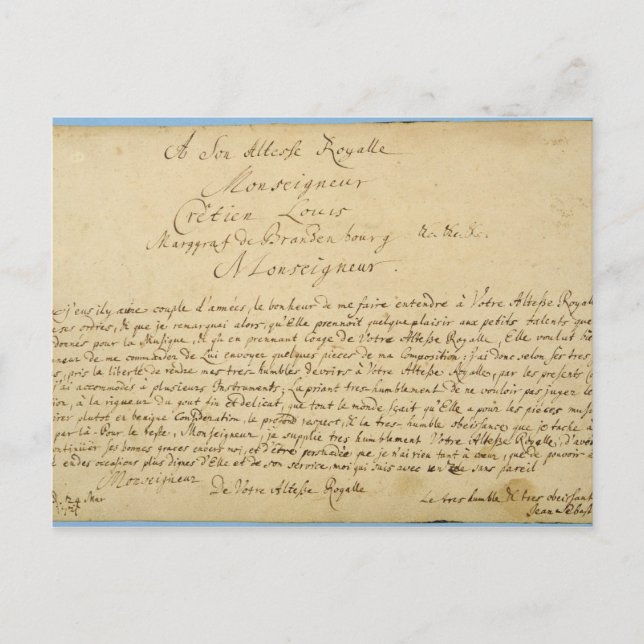 Cartão Postal Handwritten dedication  'Brandenburger Concertos' (Frente)