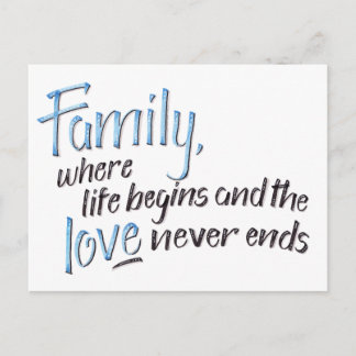 Cartão Postal Handwritten Family Quote