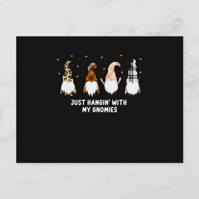 Cartão Postal Hangin com os meus Gnomies, natal, halloween (Frente)