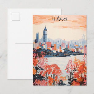 Cartão Postal Hanói Vietnã Viagem Cidade Pintura Estética