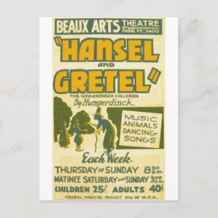 Cartão Postal Hansel e Gretel - Ópera de Engelbert Humperdinck