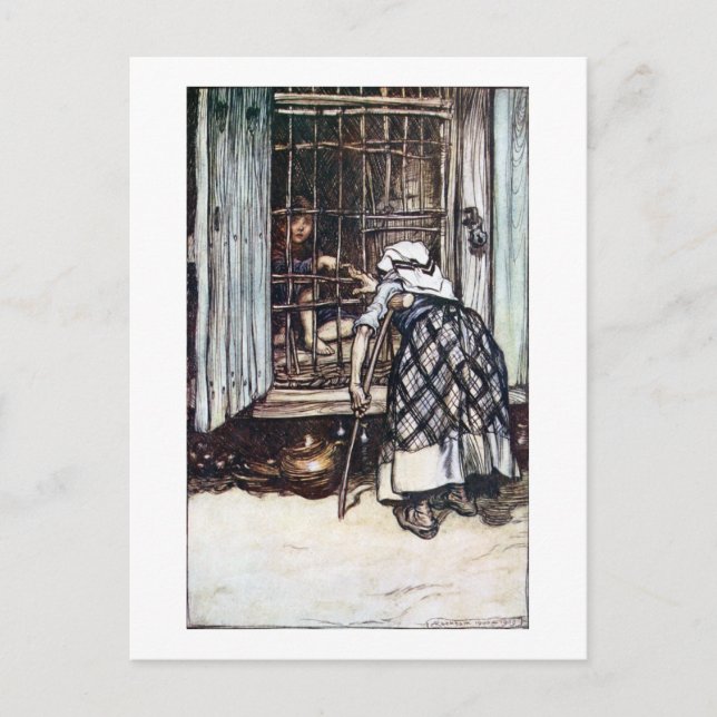 Cartão Postal Hansel Enjaulado pela Bruxa (Frente)