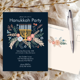 Cartão Postal Hanukkah Florals desenhar PERSONALIZADO
