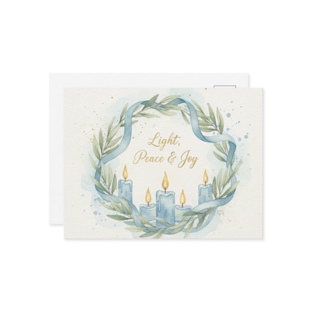 Cartão Postal Hanukkah Lights Postcard (Frente/Verso In Situ)