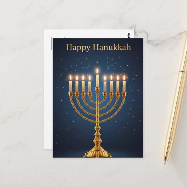 Cartão Postal Hanukkah Lights Postcard (Frente/Verso In Situ)