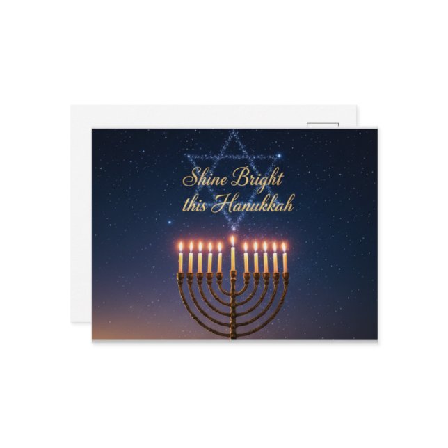Cartão Postal Hanukkah Lights Postcard (Frente/Verso In Situ)