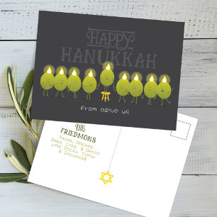 Cartão Postal Hanukkah Menorah Olives, Grupo de Cinzas Escuras