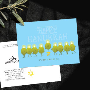 Cartão Postal Hanukkah Menorah Olives Logo da empresa Baby Blu