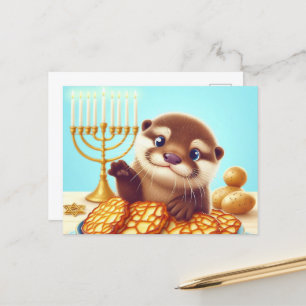 Cartão Postal Hanukkah Otter Adorável