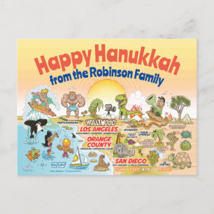 Cartão Postal Hanukkah Personalizado do Sunset SoCal