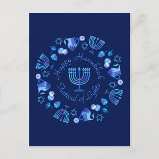Cartão Postal Hanukkiah Happy Hanukkah Holiday Menorah