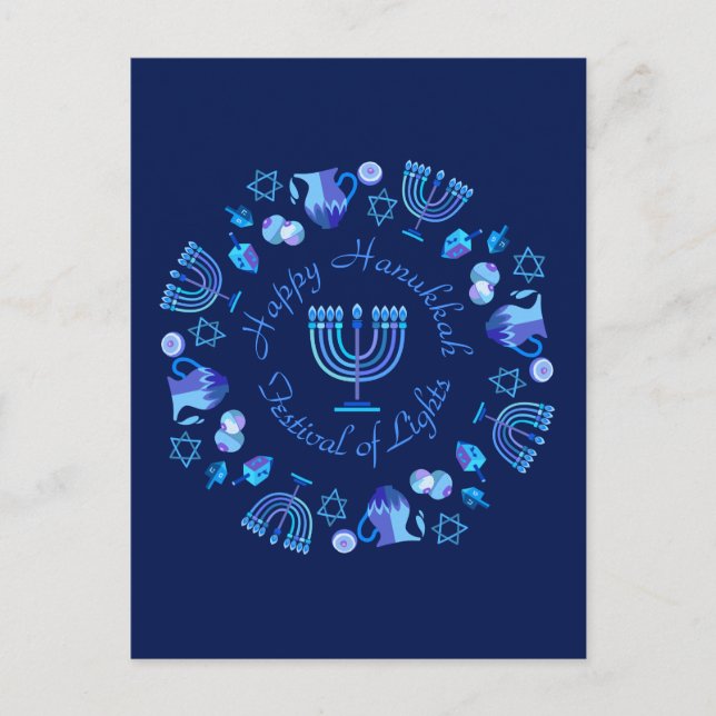 Cartão Postal Hanukkiah Happy Hanukkah Holiday Menorah (Frente)