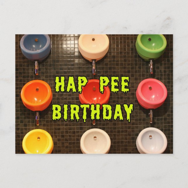 Cartão Postal Hap Pee Birthday (Frente)