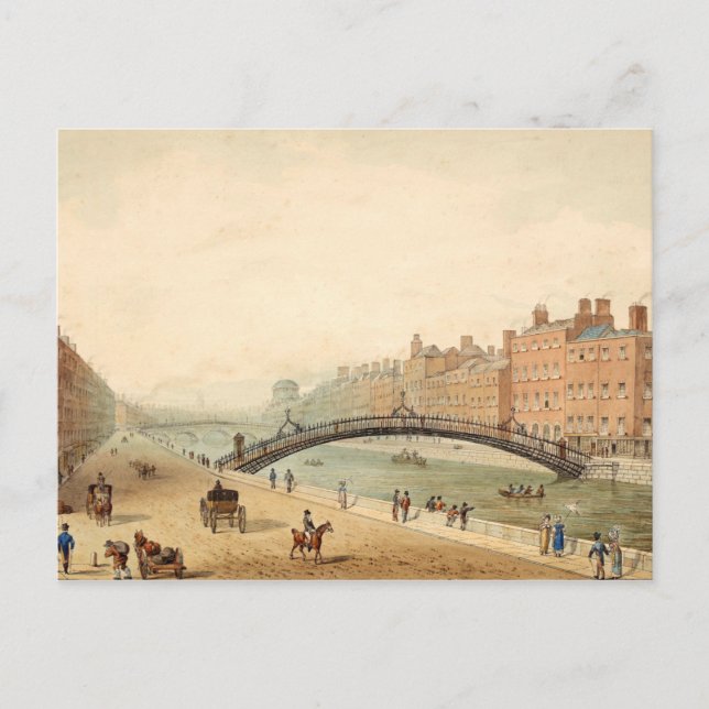 Cartão Postal Ha'penny Bridge, Dublin, Irlanda (Frente)