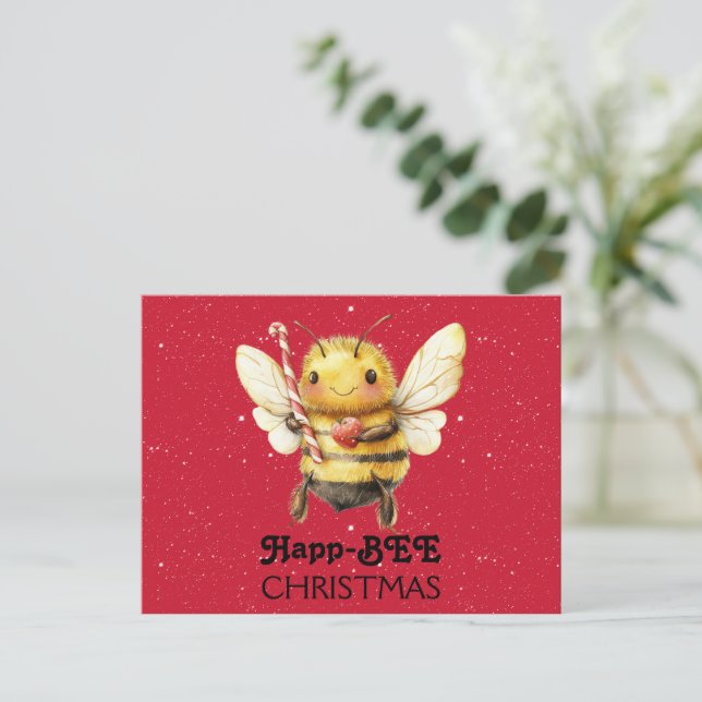 Cartão Postal Happ-BEE Christmas  Bee (Em pé/Frente)