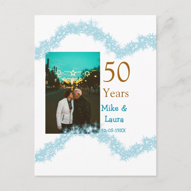 Cartão Postal Happy 50th anniversary add couple name date weddin (Frente)