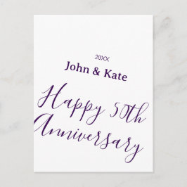 Cartão Postal Happy 50th anniversary purple name year simple