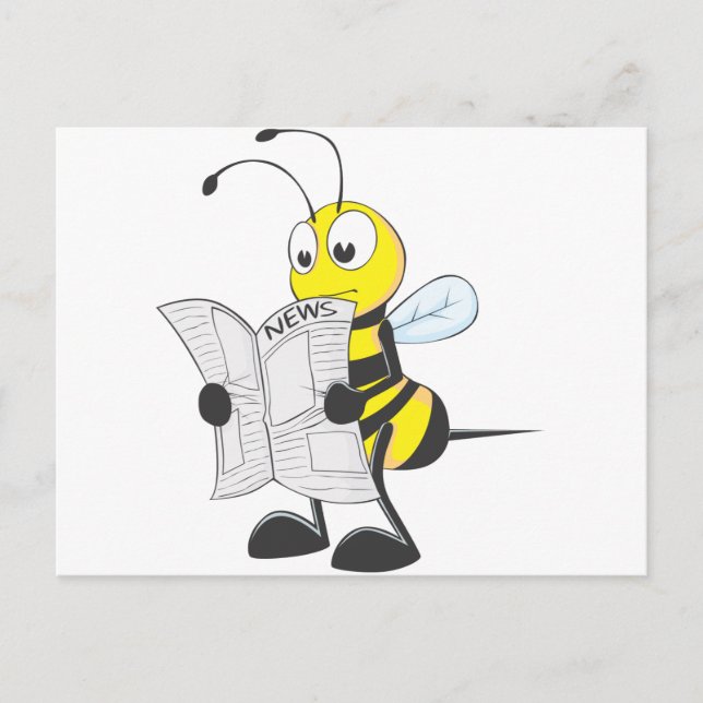 Cartão Postal Happy Bee Reading Newspaper (Frente)