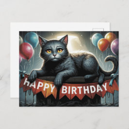 Cartão Postal Happy Birthday 2026 Postcards Cat