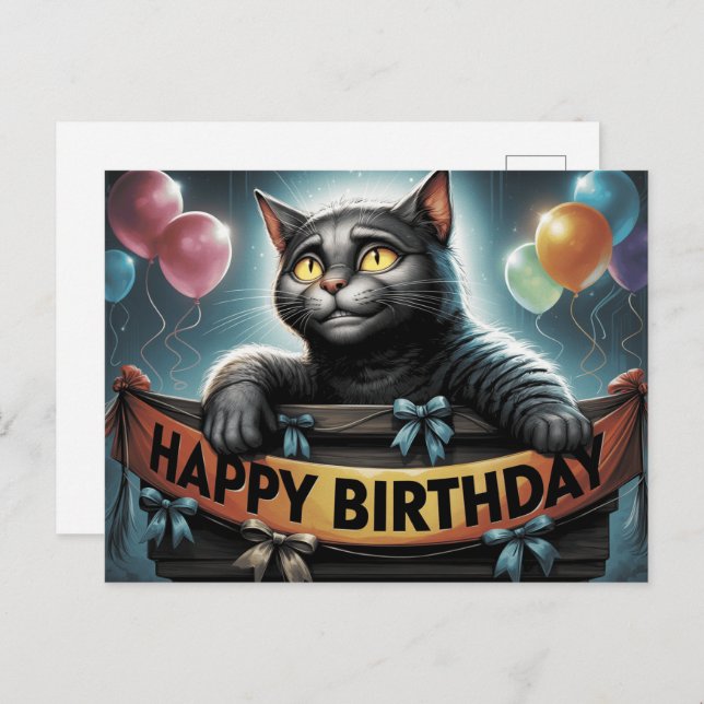Cartão Postal Happy Birthday 2026 Postcards Cat -2 (Frente/Verso)