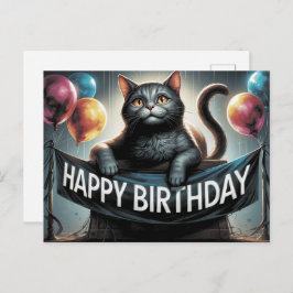 Cartão Postal Happy Birthday 2026 Postcards Cat -4