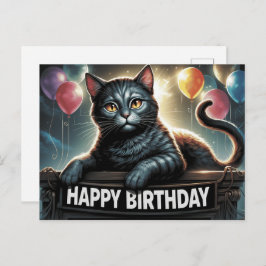 Cartão Postal Happy Birthday 2026 Postcards Cat -5