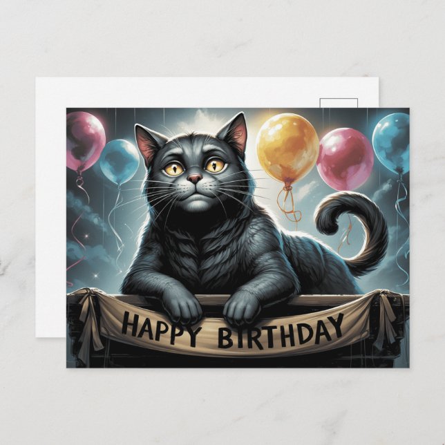 Cartão Postal Happy Birthday 2026 Postcards Cat -6 (Frente/Verso)