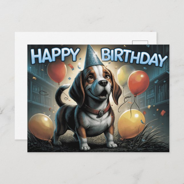 Cartão Postal Happy Birthday 2026 Postcards Dog -9 (Frente/Verso)