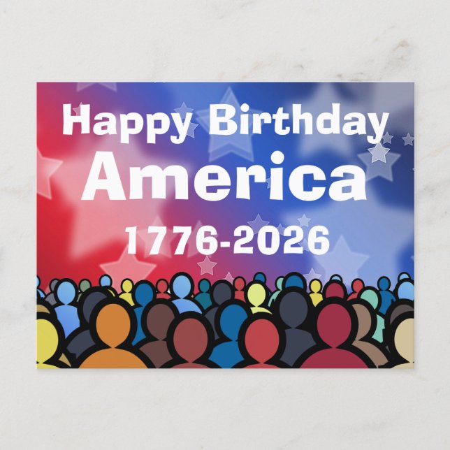 Cartão Postal Happy Birthday America 1776 to 2026 (Frente)