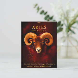 Cartão Postal Happy Birthday Aries | Birthstone Post Card 