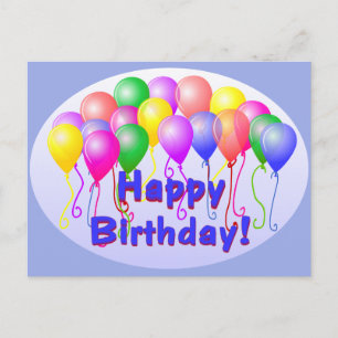 Cartão Postal Happy Birthday Balloons Postcard