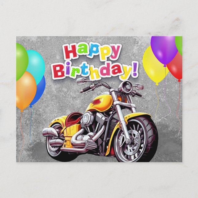 Cartão Postal Happy birthday! biker (Frente)