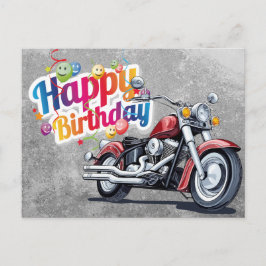 Cartão Postal Happy birthday! biker