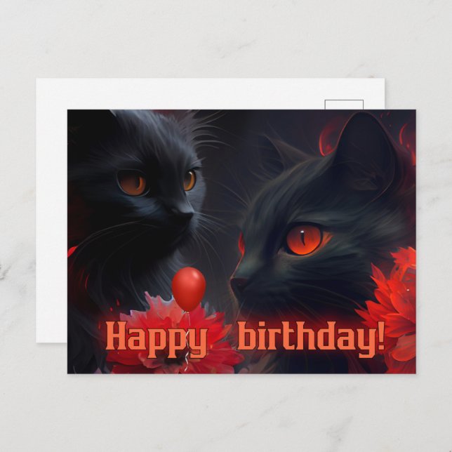Cartão Postal Happy birthday!  Cat (Frente/Verso)